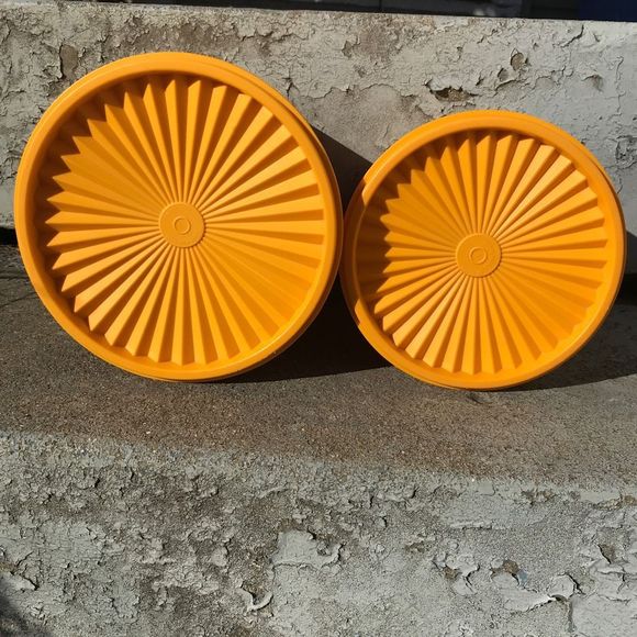 Vintage MCM Tupperware Nesting Canister Set MOD Orange on Orange - Picture 3 of 7